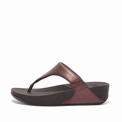 Fitflop Lulu Metallic Leather - Sandalen Damen - Schokolade Metal (GWZ702985)